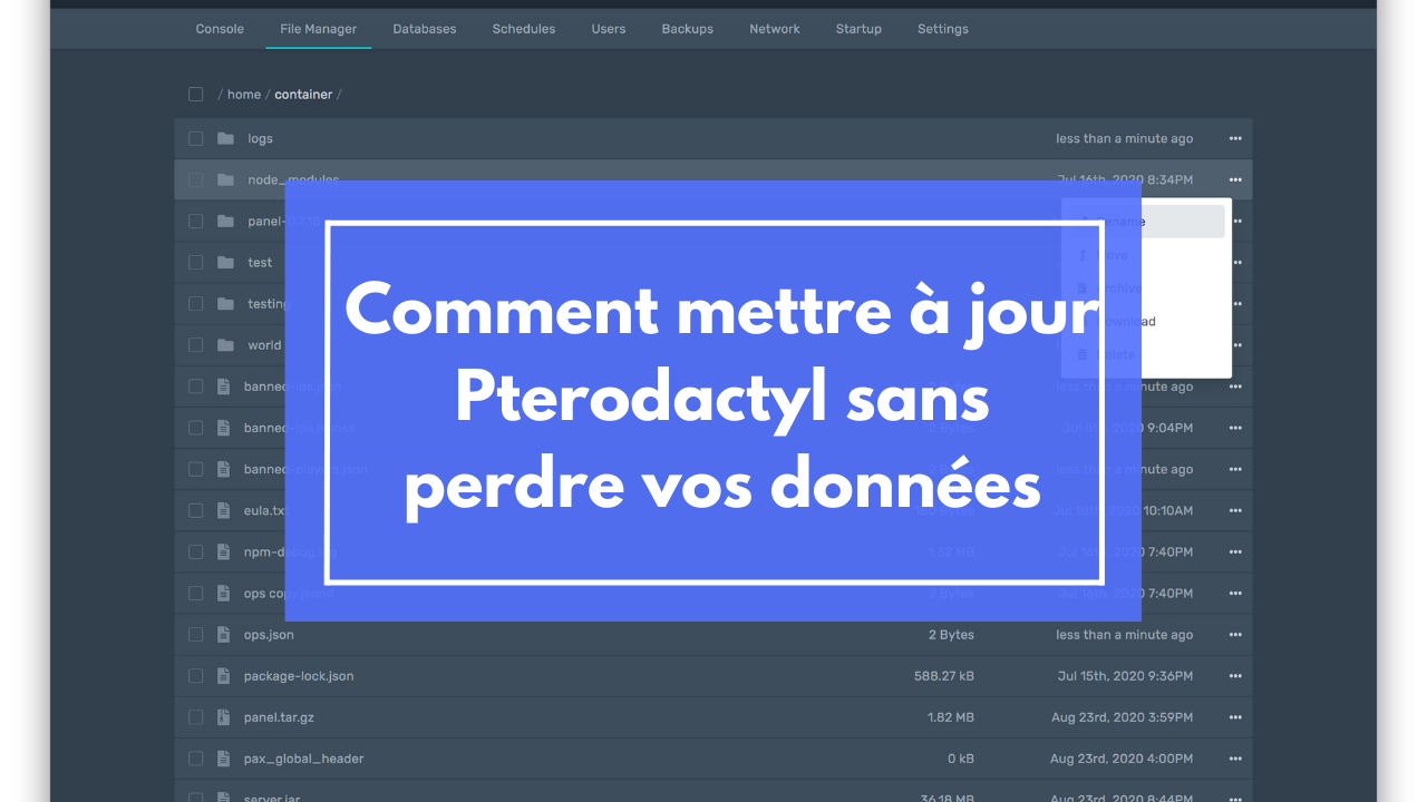 Comment mettre à jour Pterodactyl sans perdre vos données