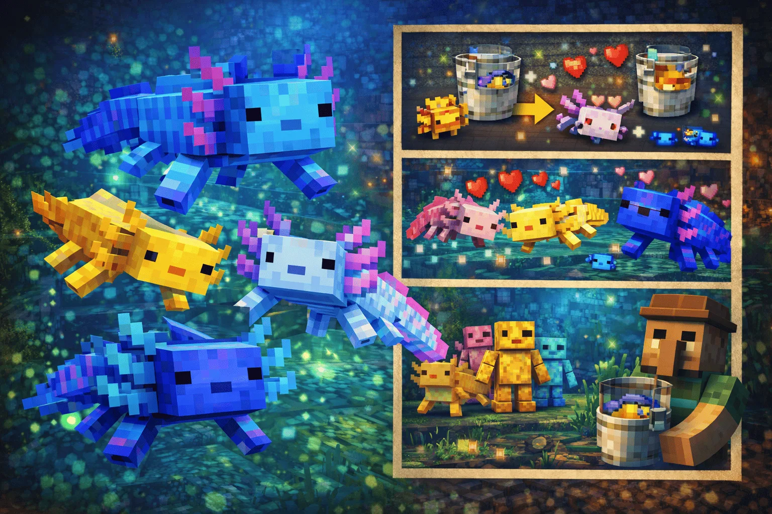 Axolotl Minecraft : trouver, apprivoiser et obtenir le bleu - Blog ...