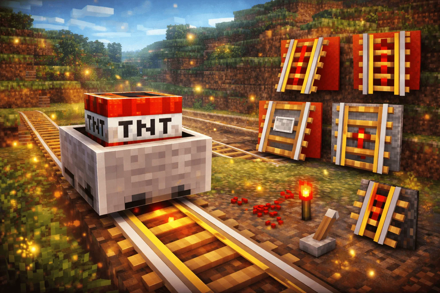 Rails Minecraft: crafting, types, and minecart circuit guide