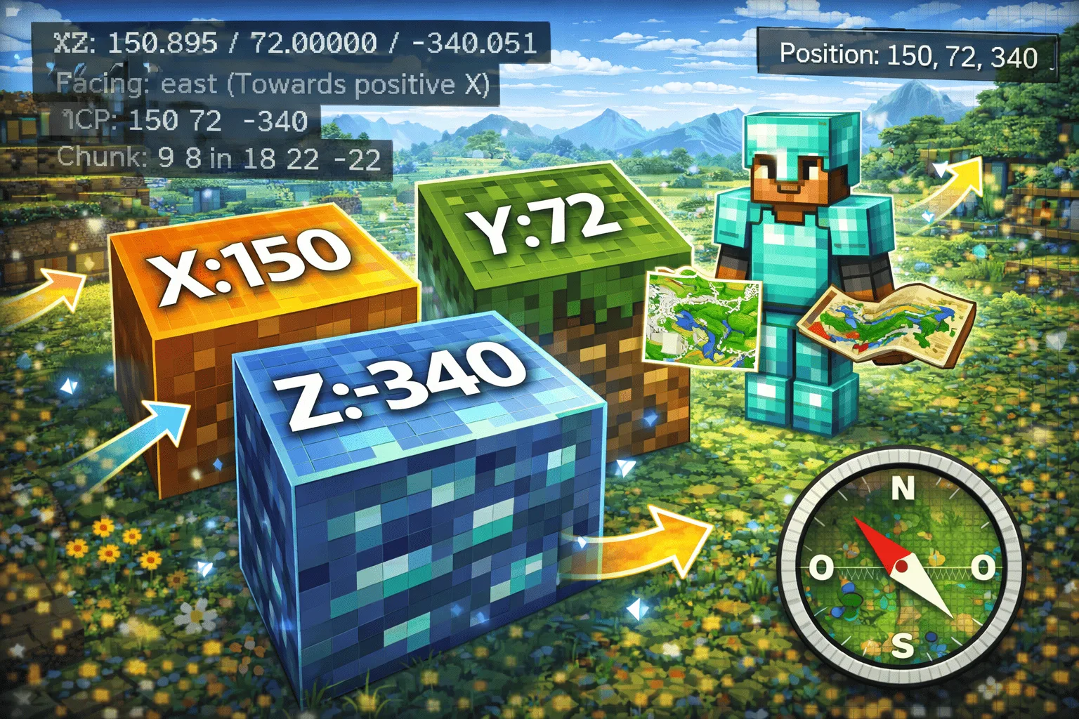 Coordonnées Minecraft : comment les afficher (Java et Bedrock) (2026)