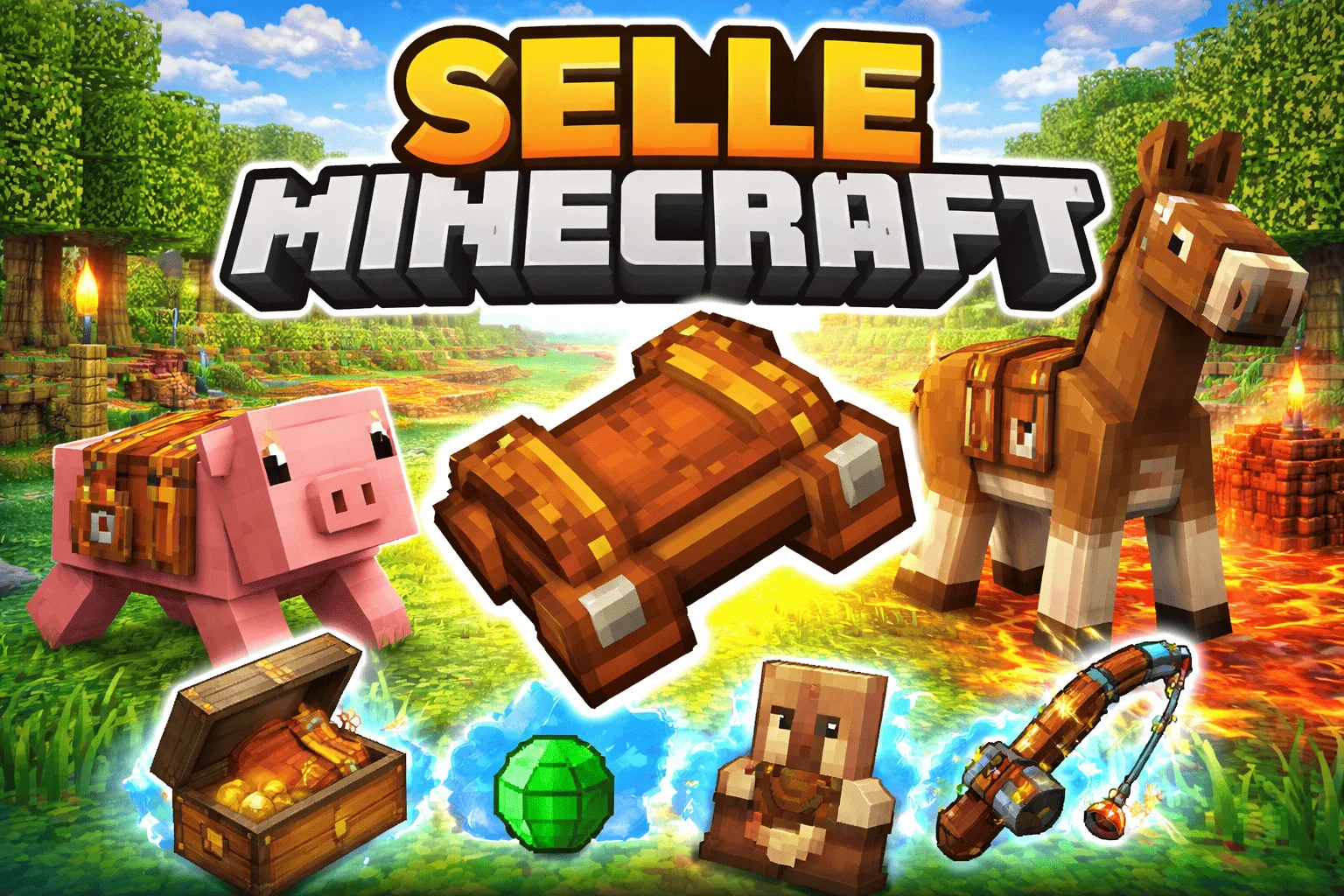 Minecraft Saddle: How to obtain & use It on pig, strider, mule