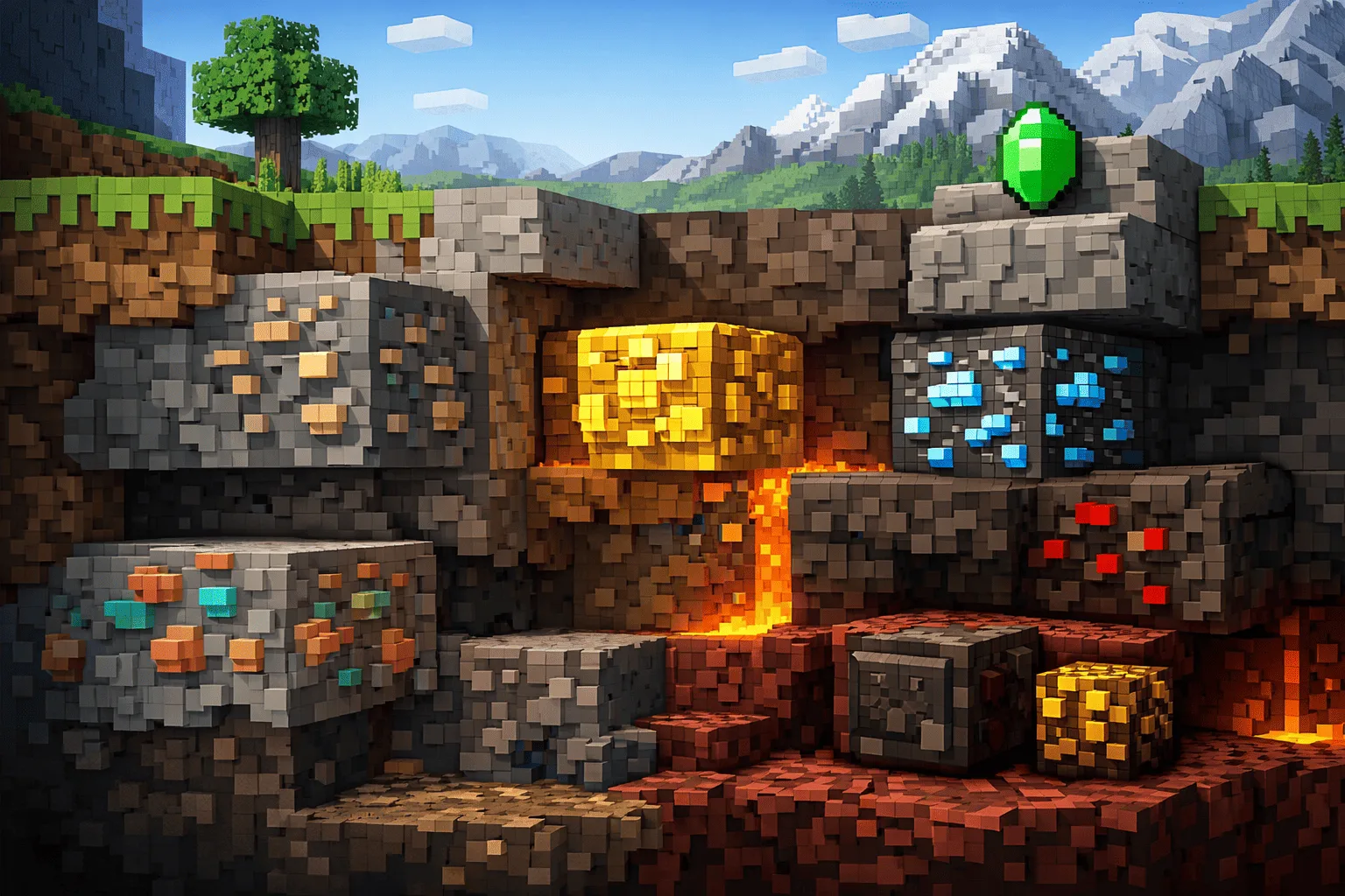 Mejor nivel Y para cada mineral en Minecraft 1.21 (Hierro, Oro, Diamante, Esmeralda…)