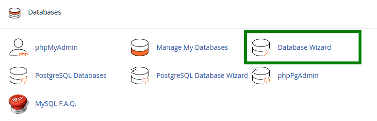 Database Wizard in cPanel