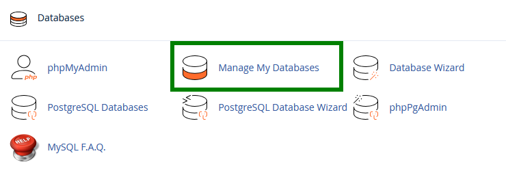 Databases Section in cPanel
