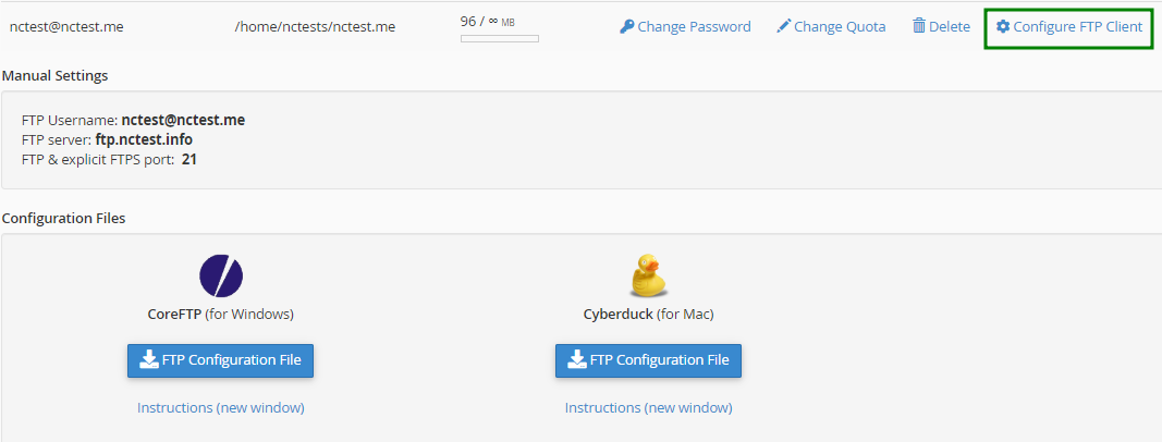 Configuración cliente FTP