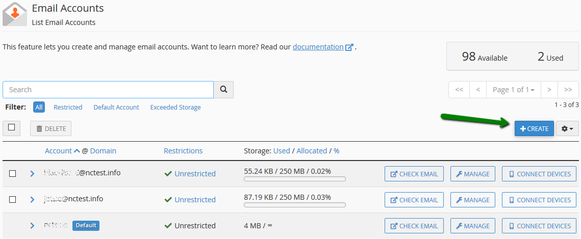 Botón Crear Correo Electrónico