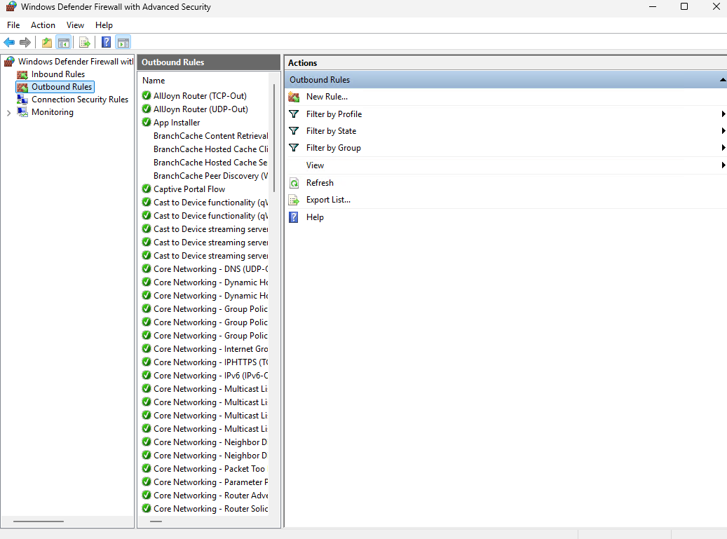 Access Windows Defender Firewall with Advanced Security